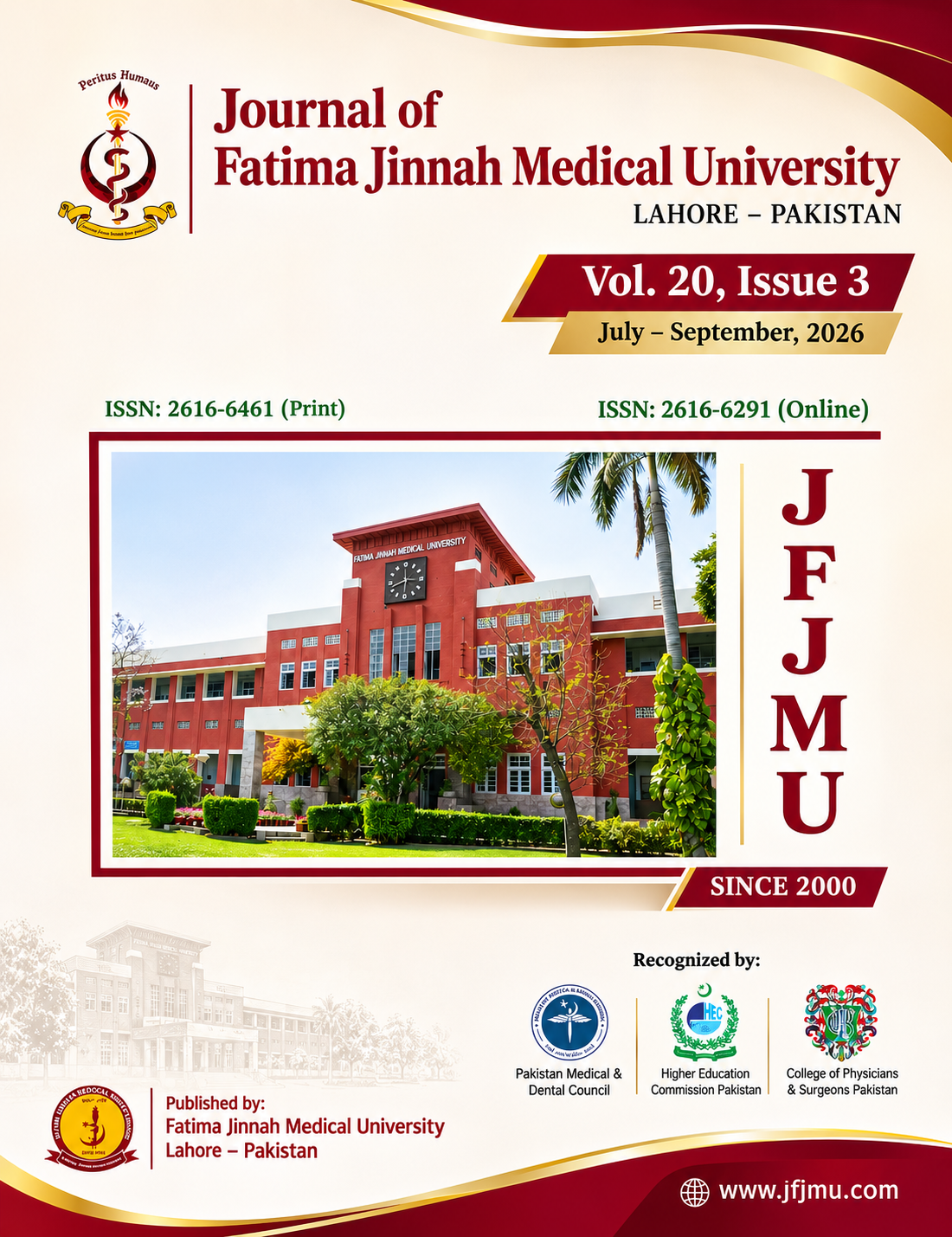 					View Vol. 20 No. 3 (2026): Journal of Fatima Jinnah Medical University
				